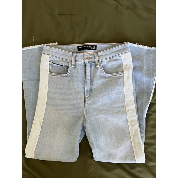 VERONICA BEARD Tuxedo Stripe Carly Kick Flare Jeans Size 27 - Picture 1 of 10